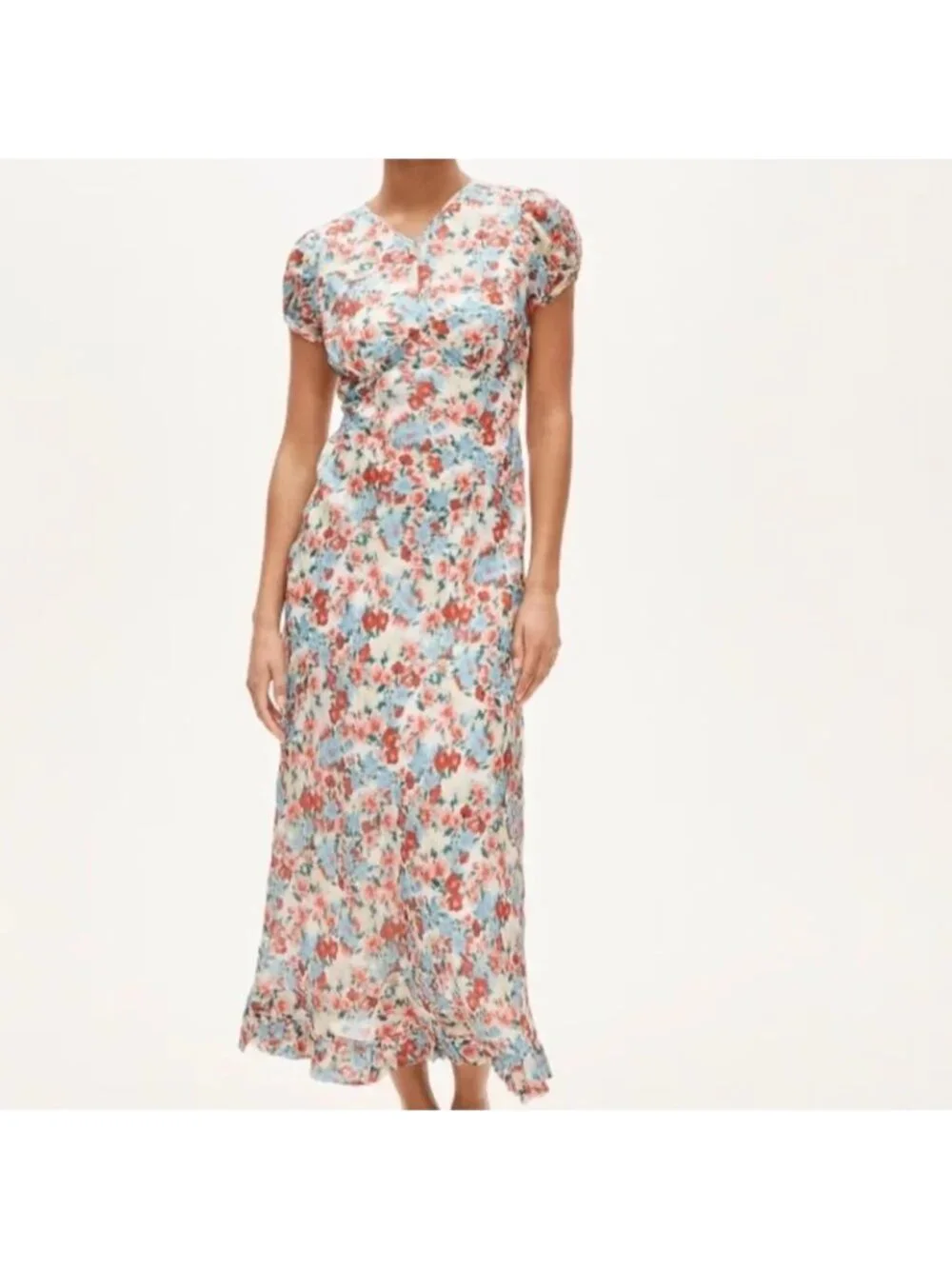 NWT J.Crew Ruffle-Hem Midi Dress Sz 6 Floral Boho Modest Feminine Lined Coquette